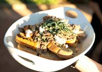 Portobello, Kale and Bleu Cheese over Grilled Ciabatta