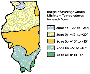 ILLUSTRATION: map depicting growth zones for Illinois