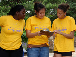 PHOTO: studying coursework outside