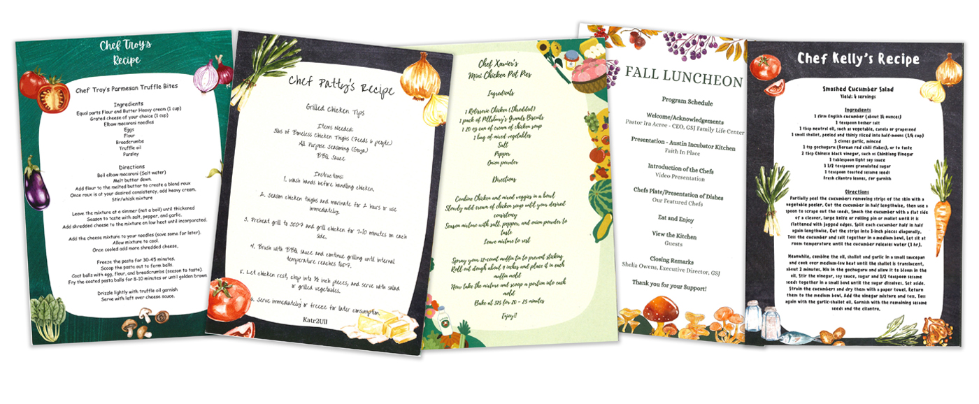 event menu cards Faith in Place