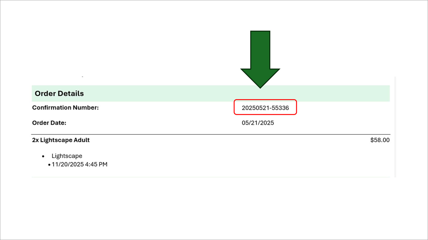 ticket confirmation number