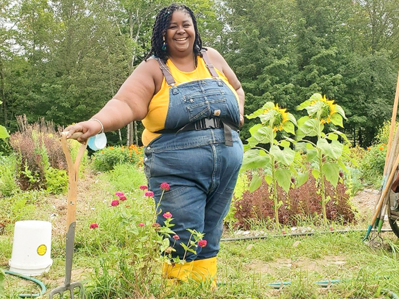 Chef Fresh Roberson in the garden