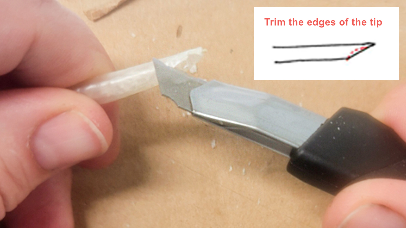 trim the edges of the quill tip