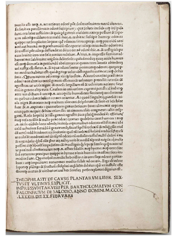 De Historia Plantarum; De Causis Plantarumby Theophrastus, published 1483