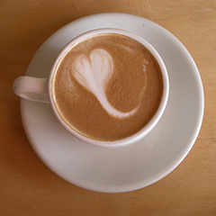 PHOTO: Espresso with milk-foam heart.