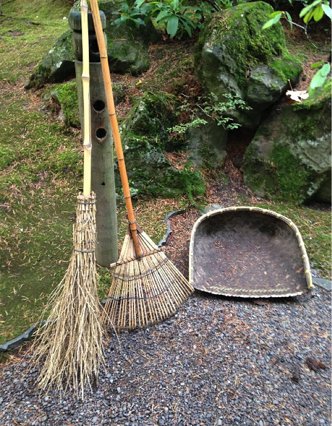 Bamboo rake and broom