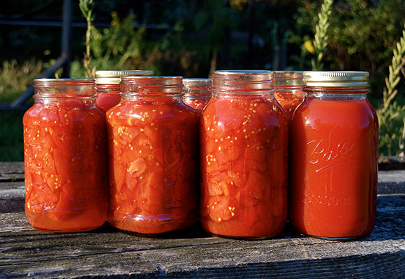 Home-canned tomatoes,