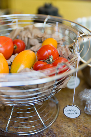 Tomatoes in a wire bowl