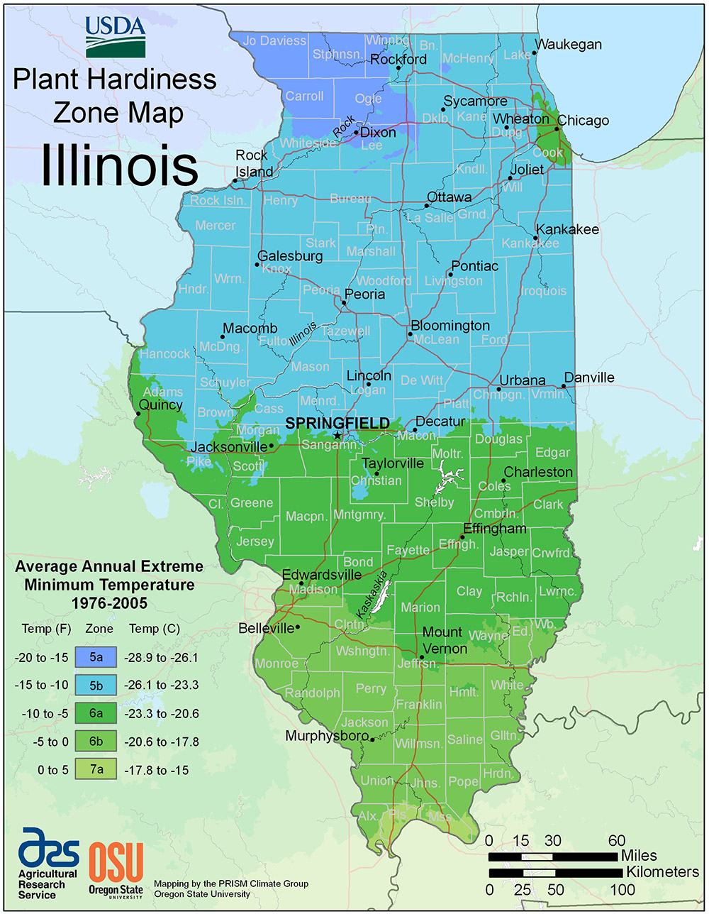 2012 Illinois Plant Hardiness Zone Map