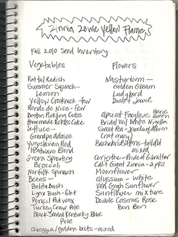 Garden Journal Seed Inventory