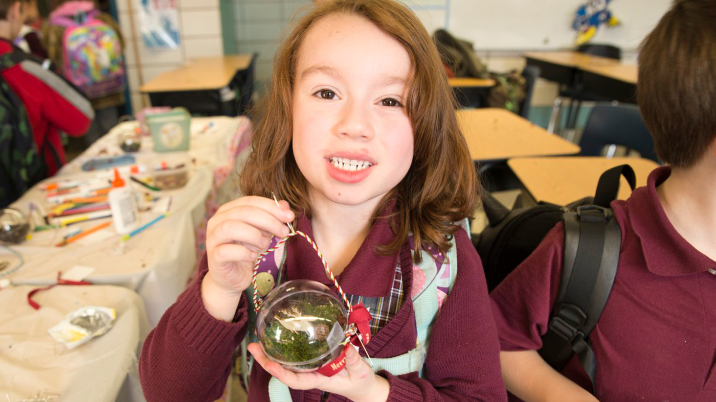 girl with plant ornament