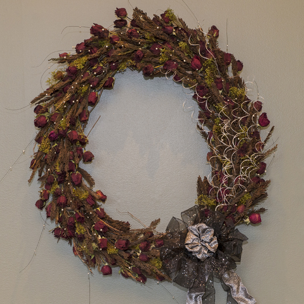 wreath: made with roses