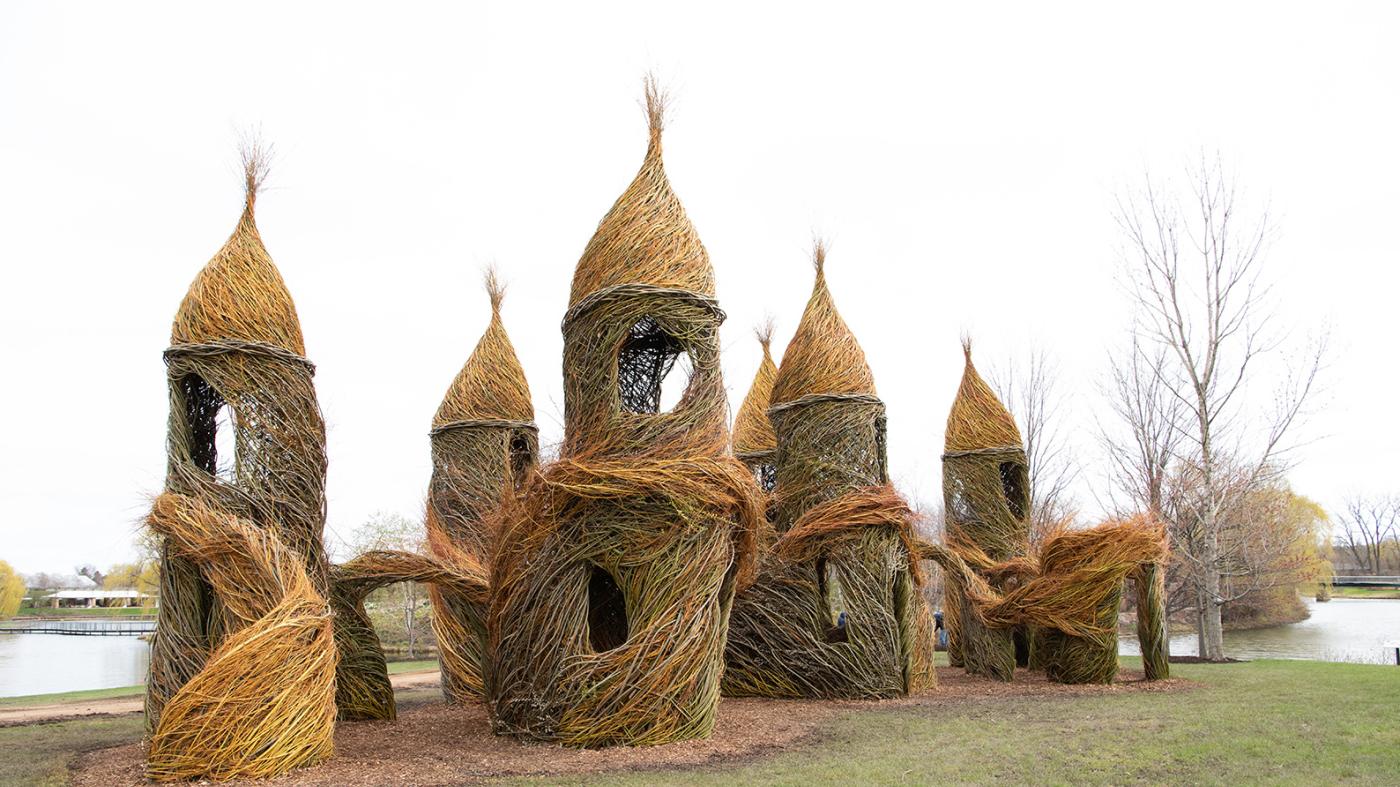 The Rookery by Patrick Dougherty at the Chicago Botanic Garden